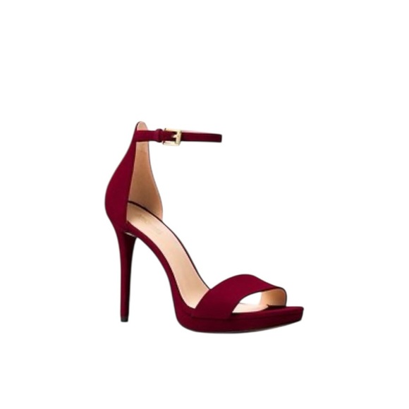 Michael Kors Burgandy Strappy Stiletto Suede Heels - Picture 1 of 8